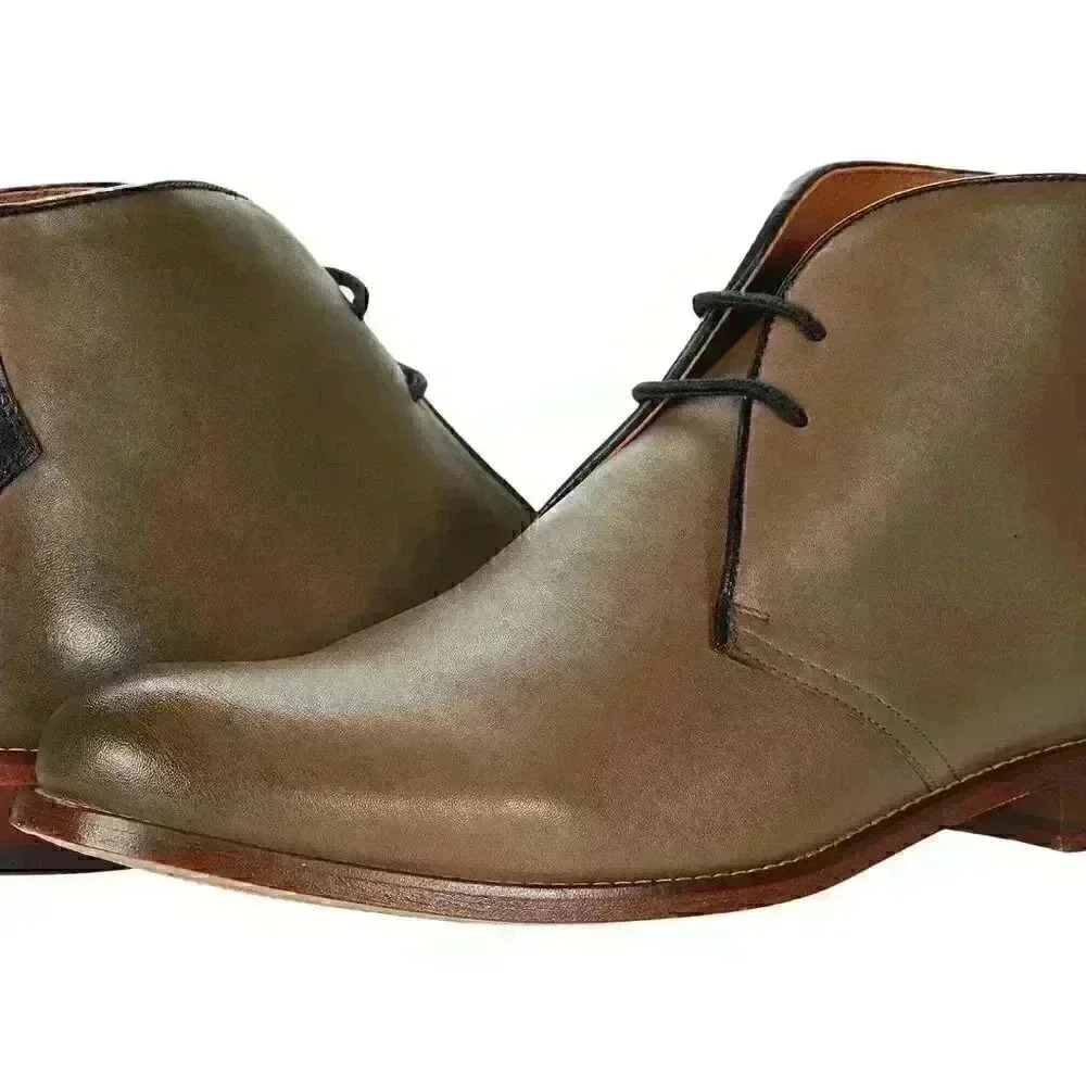 Penny Luck Visionary Falcon Gray Leather Chukka Boots Men's 9 M SAVE $99.00